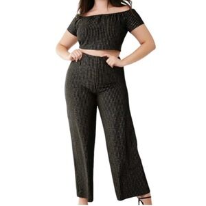 Forever 21 Black and Silver Wide Leg Pants Set